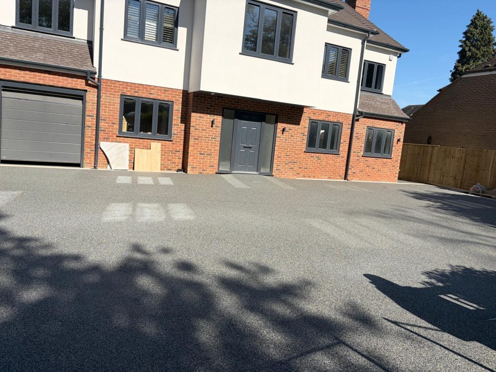 Charcoal resin bound driveway on a new build home
